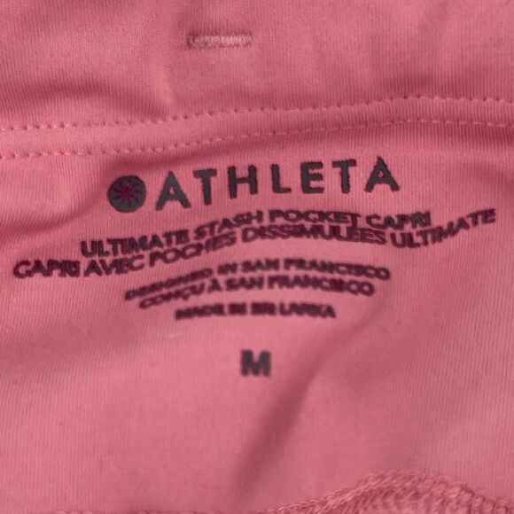 Athleta Transcend Stash Crop Straight Leg Pant Size M Berry Rose Yoga - Picture 6 of 8